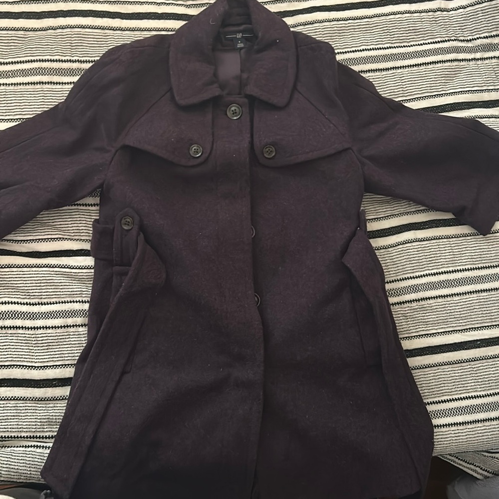 Gap Purple Wool Crop Sleeve Pea Coat